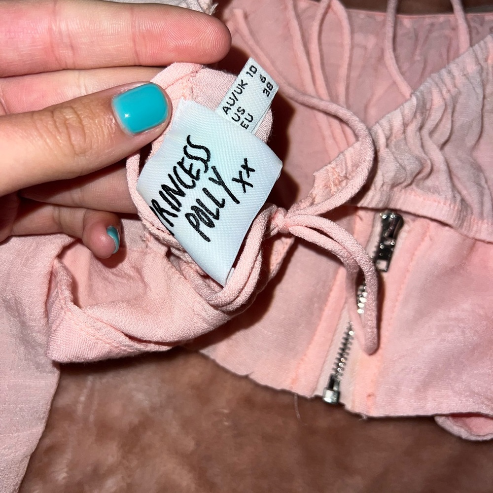 Pink Princess Polly cropped long sleeve top